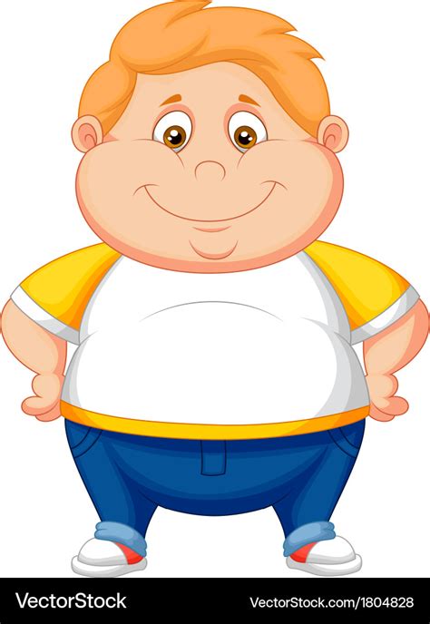 Fat boy cartoon posing Royalty Free Vector Image