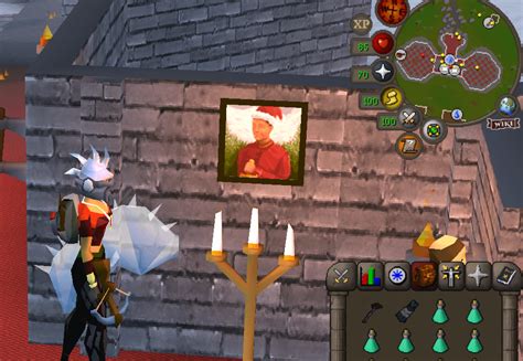 This dude in the portrait at Ardougne Monastery still has a Santa hat on : r/2007scape