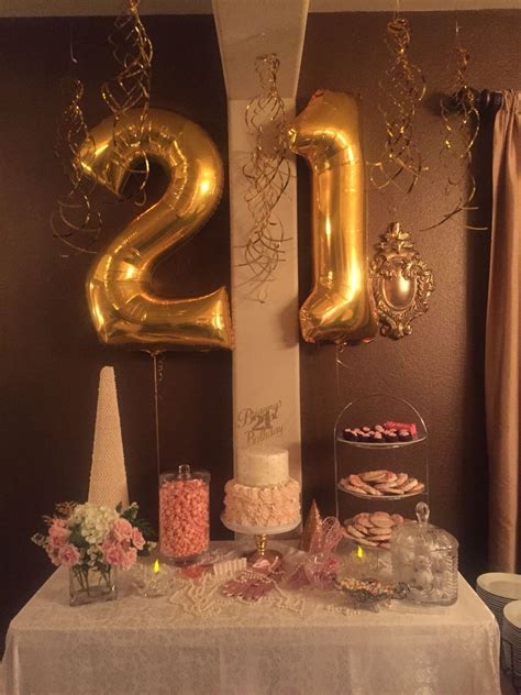 Pink and Gold 21st Birthday Celebration! | 21st birthday decorations, Birthday party 21, 21st ...