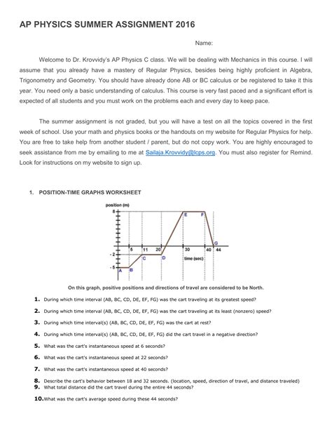 Position Time Graph Worksheet - Word Worksheet