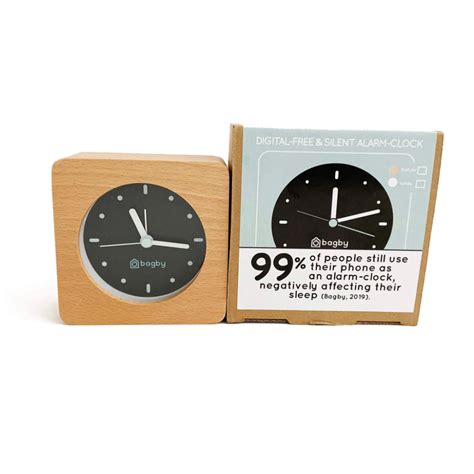 Minimalist Silent Alarm Clock, Wooden Clock Natural – Bagby Digital Minimalism, Analog Alarm ...