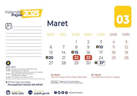 Cek Jadwal Pajak Bulanan pada Maret 2023, Ingat Deadline Lapor SPT Tahunan