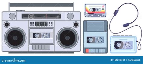 Retro Tape Player. Vintage Cassette Music Players, Old Sound Recorder ...