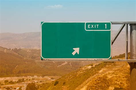 Blank Freeway Exit One Sign Stock Photo - Download Image Now - iStock