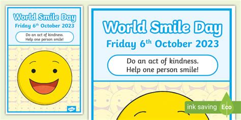 World Smile Day Poster (teacher made) - Twinkl