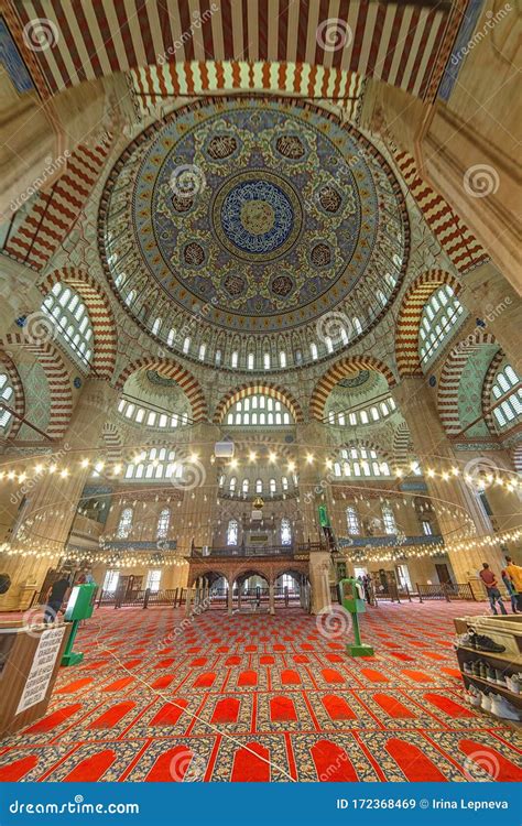 Interior of the Selimiye Mosque. the UNESCO World Heritage Site of the Selimiye Mosque Editorial ...