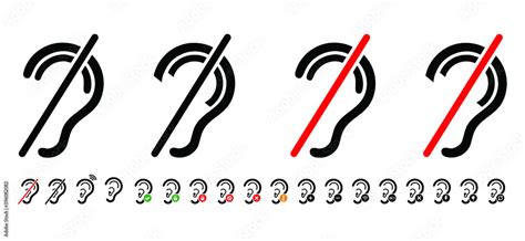 Limited hearing. Deafness symbol and audible sign. Hearing impaired, loss impairment logo ...