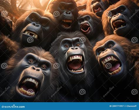 A group of gorillas stock image. Image of baby, species - 289771997