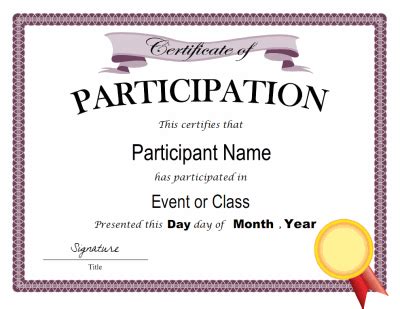 Free Templates for Certificates Of Participation | Certificate ...