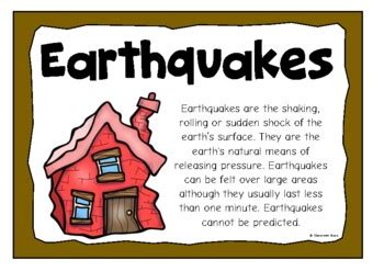 Earthquake Poster Set/Anchor Charts | Natural Disasters | Science Centers