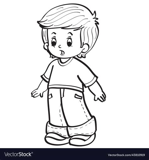 Sketch scared boy standing alone coloring book Vector Image