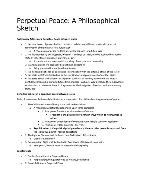 Kant - Perpetual Peace - lecture notes - Perpetual Peace: A ...