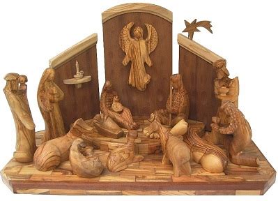 Large Modern Olive Wood Nativity Set .:. Holy Land Treasures USA .:. Large Modern Olive Wood ...