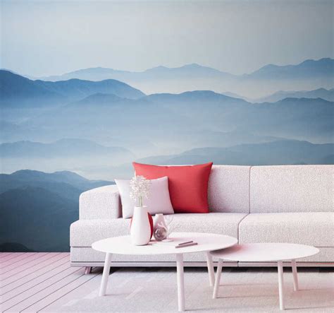 Misty mountain landscape wall mural - TenStickers