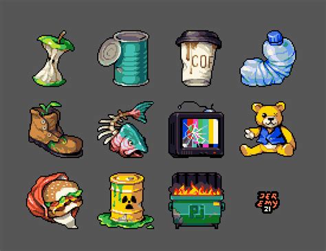 jeremy (𝔭𝔦𝔵𝔢𝔩𝔞𝔯𝔱𝔦𝔰𝔱) on Twitter: "🗑️ A set of trashy 48px icons # ...