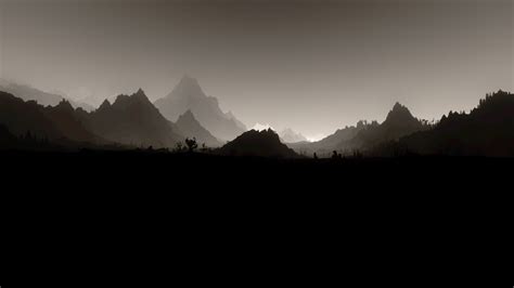 2560x1440 The Elder Scrolls V: Skyrim, Landscape, Monochrome, Minimalism Wallpapers HD … (mit ...