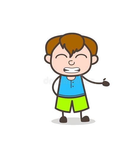 Grimacing Face Expression - Cute Cartoon Boy Illustration Stock ...