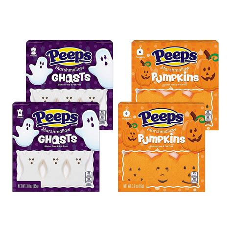 Halloween Peeps Marshmallow Candy Bulk Variety 4 Pack Ghosts and Pumpkins - 2 Ghosts and 2 ...