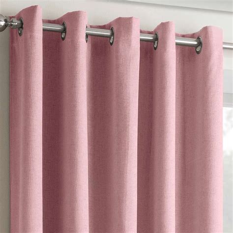 Blush Eyelet Curtains Pink Thermal Block-Out Ready Made Ring Top ...