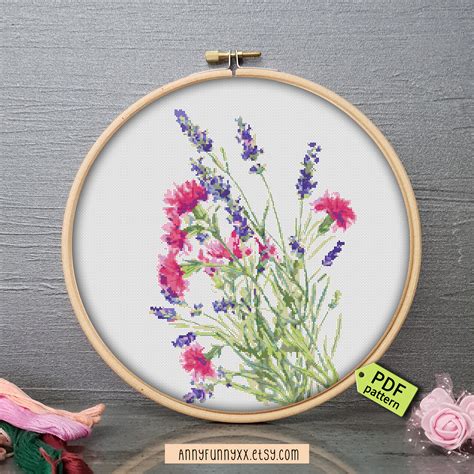 Wild flowers bouquets Cross Stitch pattern PDF, Lavender (219752 ...