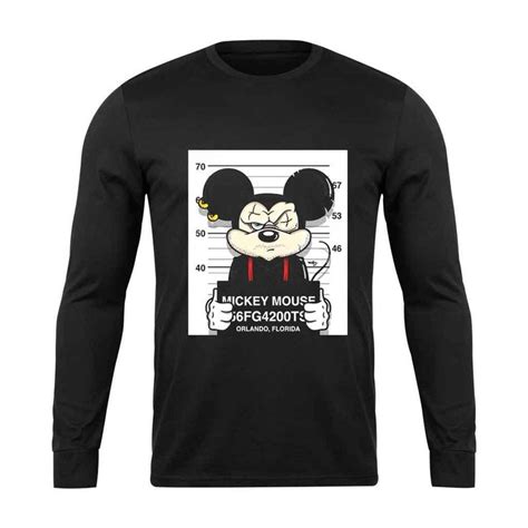 Disney Mickey Mouse Mugshot Long Sleeve T-Shirt | Long sleeve, Long ...