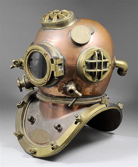 Early 20th C brass and copper diving helmet | Diving helmet, Diving, Deep sea diver