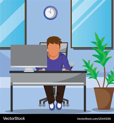 Man at workplace cartoon Royalty Free Vector Image