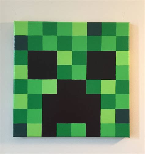 Pintado a mano Pixel Art Creeper Inspirado en Minecraft | Etsy