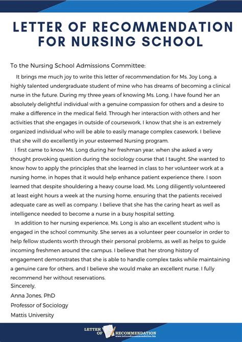 Outrageous Sample Letter Of Recommendation For Nursing School Admission ...