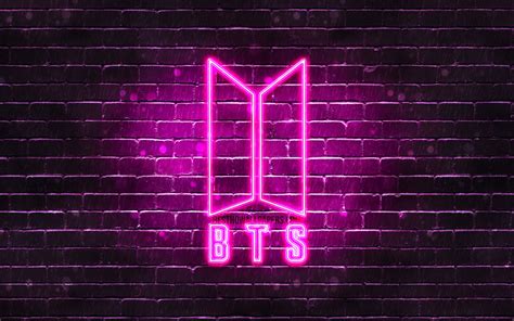 Download wallpapers BTS purple logo, 4k, Bangtan Boys, purple brickwall, BTS logo, korean band ...