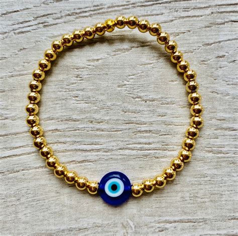 18k Gold Plated Glass Evil Eye Bracelet | Etsy