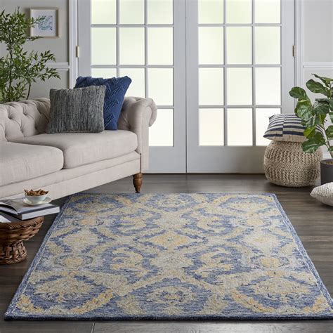 Nourison Azura Farmhouse Repeat Medallions Navy Blue Area Rug - Walmart.com - Walmart.com