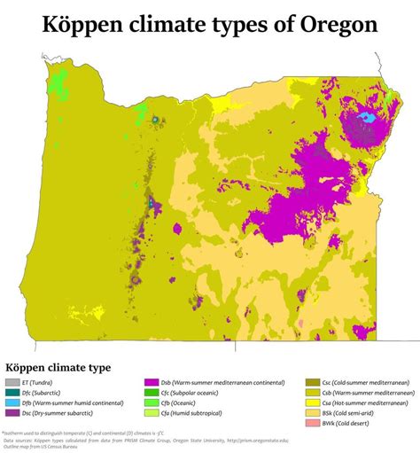 Köppen climate map of Oregon : MapPorn