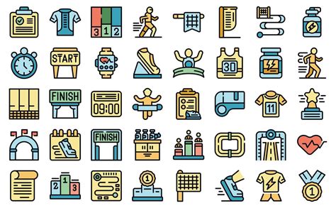 Running marathon icons set vector flat 19034292 Vector Art at Vecteezy