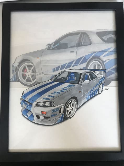 Paul Walker Drawing Car