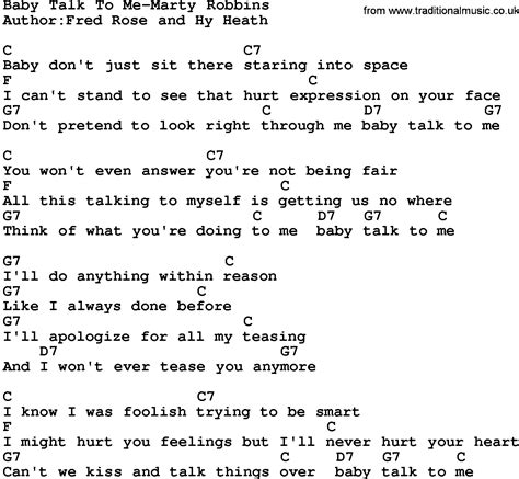 Country Music:Baby Talk To Me-Marty Robbins Lyrics and Chords