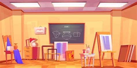 Free Vector | Art classroom empty artist studio interior