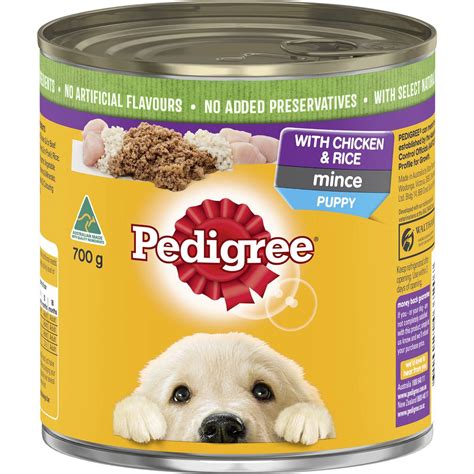 Pedigree Puppy Wet Dog Food With Chicken & Rice Mince Can 700g | Woolworths