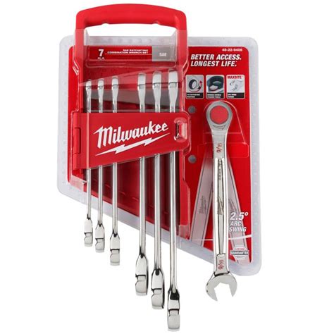 Milwaukee 7 Pc SAE Ratcheting Combination Wrench Set by Milwaukee at ...