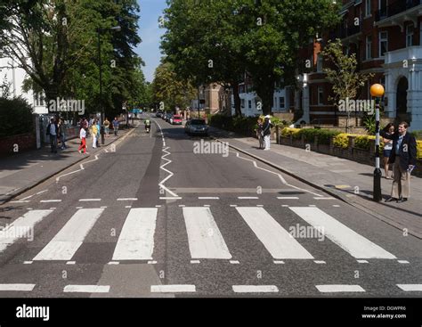 Zebra crossing of the famous Beatles album cover, Abbey Road, London Stock Photo: 62032298 - Alamy