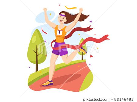 Marathon Race Illustration with People Running,... - Stock Illustration [98146493] - PIXTA