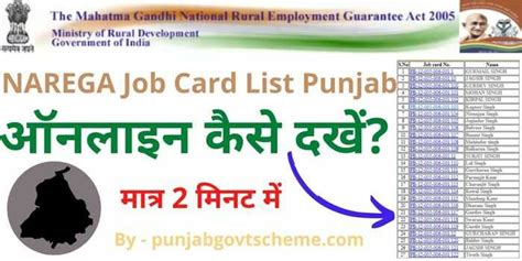 [New List] NREGA Job Card List Punjab 2024 | पंजाब नरेगा जॉब कार्ड लिस्ट देखें, Download PDF ...