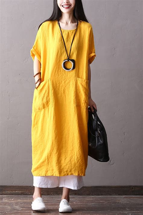 Fashion Cotton Linen Maxi Dresses Women Loose Clothes Q2062– FantasyLinen