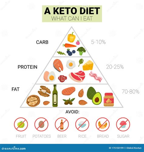 Keto Diet Food Pyramid. Ketogenic Diet Stock Vector - Illustration of ...