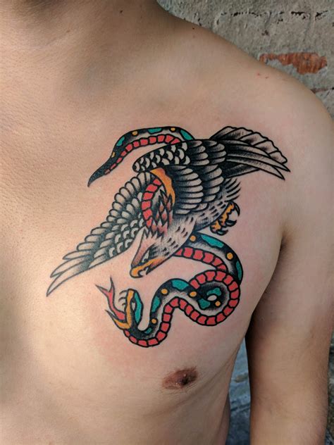 Eagle Fighting a Snake (First Tattoo!) Done By Eli Quinters at Smith Street Tattoo Brooklyn, New ...