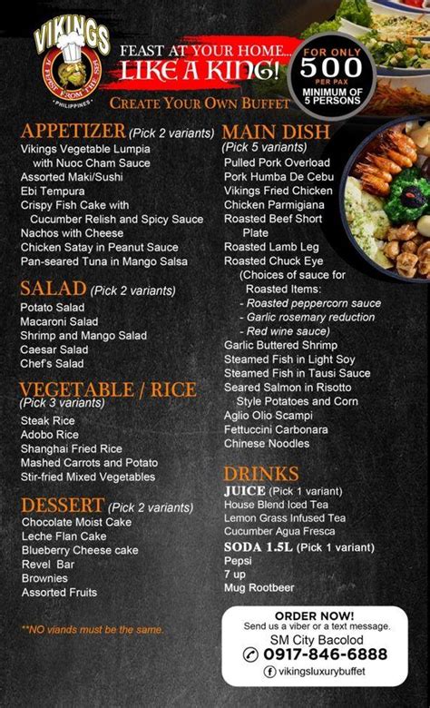 Menu at Vikings Luxury Buffet, SM City Bacolod restaurant, Bacolod