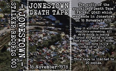 Die or D.I.Y.?: Jim Jones ‎– "Jonestown Death Tape" (Stalker Records ‎– SR003) 1978