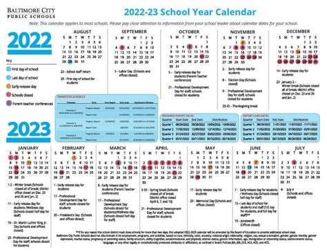 Baltimore City Public Schools Calendar 2022-2023