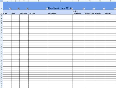 Excel Monthly Timesheet Template With Formulas