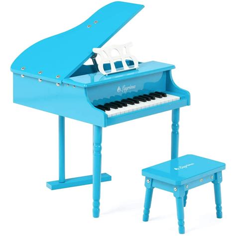 LAGRIMA Classical Kids Piano, 30 Keys Wood Mini Baby Grand Piano w/ Bench, Mini Musical Toy for ...